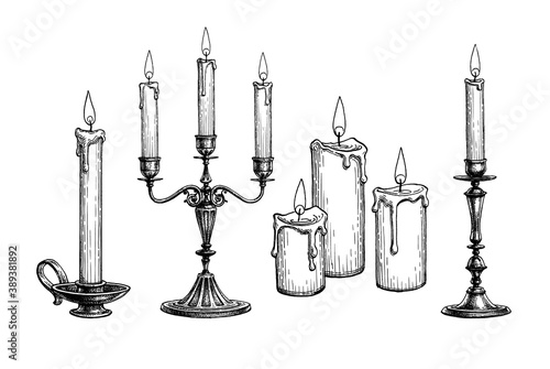 Ink sketch of candles.