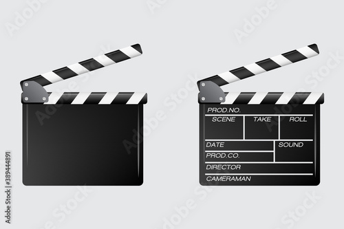 Real clapper Cinema and cinematography details. Film Time vector isolated illustration