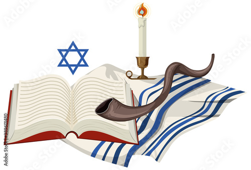 Yom kippur element on white background