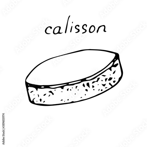 French dessert calisson, hand drawing