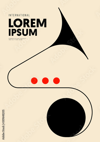 Music poster design template background with trumpet and geometric line