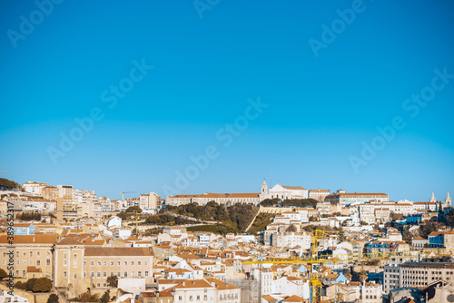 Lisbon, Portugal. - February 11, 2018: Street view of downtown in Lisbon, Portugal, Europe