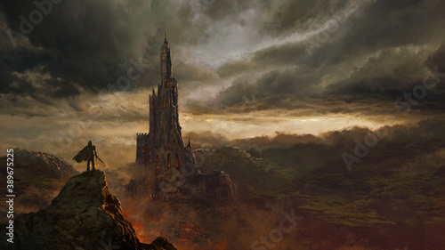 Fantasy castle landscape - digital illustration