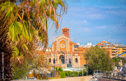 Nettuno town province Rome Santa Maria Goretti church background Lazio region - Italy landmark