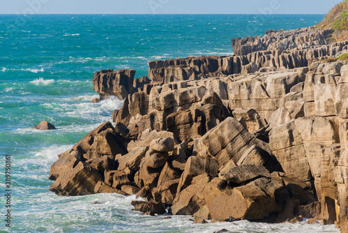 Peniche sea cliffs with atlantic ocean in Portugal