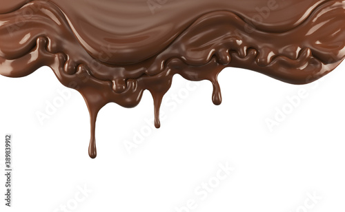 Pouring Chocolate Dripping on white Background