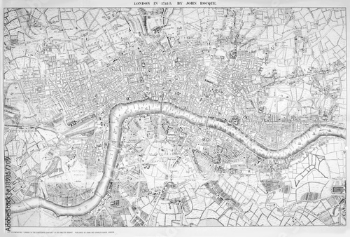 Old antique map of London 1741. Beautiful background for designers