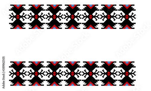 Vintage ethnic pattern, Serbian ornament, isolated on white background