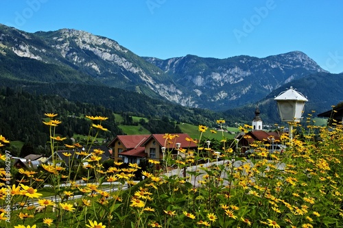 Austrian Alps-view on the massif of Dachstein from Haus im Ennstal