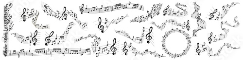 musical notes melody on white background 