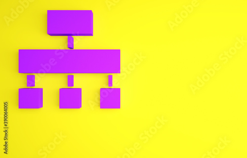 Purple Site map icon isolated on yellow background. Minimalism concept. 3d illustration 3D render.