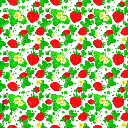 pattern with berries and strawberry or strawberry leaves