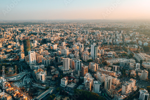 Aerial shot of the city of Nicosia in Cyprus