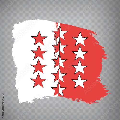 Flag Canton of Valais brush strokes. Flag of Valais on transparent background for your web site design, app, UI. Switzerland. EPS10.