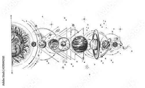 Solar system infographic sketch