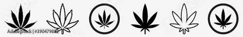 Cannabis Leaf Icon Set | Cannabis Leaves Vector Illustration Logo | Cannabis Leaf Icons Isolated Collection
