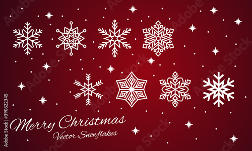 White vector Snowflakes in different shapes, Christmas design for xmas card