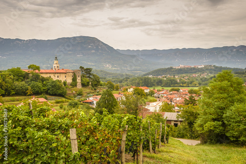 Vipava Valley.View of famous wine region Goriska Brda hills in Slovenia. 