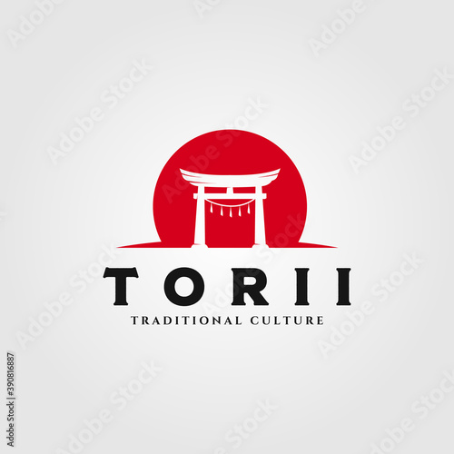 torii gate logo vector illustration design, japanese religion symbol illustration