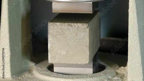 Test of cement compressive strength according to standards, properties of engineered composite materials and cement strength are tested in the physics laboratory.