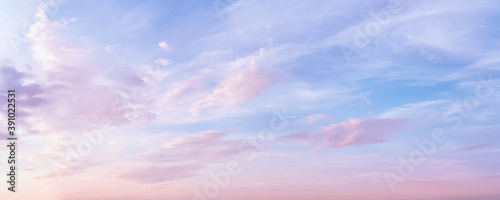 Pastel colored romantic sky panoramic