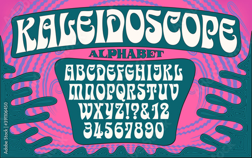 An alphabet in the style of 1960s psychedelic posters and album covers