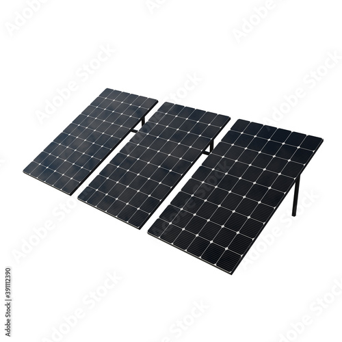 Black monocrystalline solar panels on stand