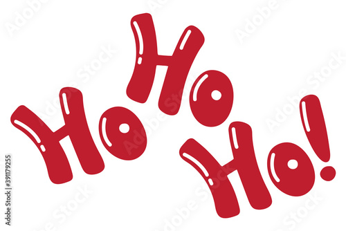 Christmas lettering. Ho ho ho! Red letters on white isolated background. 