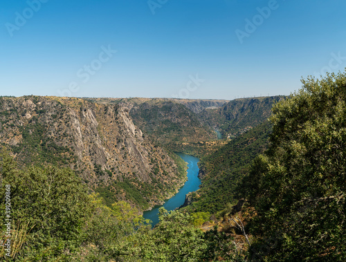 Arribes del duero, panoramic view of the river duero that runs between the mountains, Spain