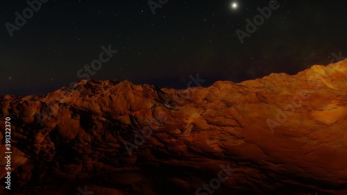 alien planet in space, science fiction landscape, 3d render