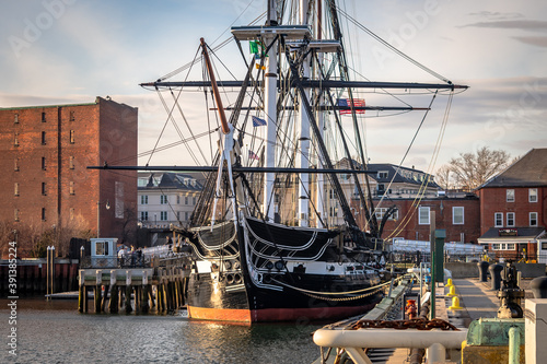 The USS Constitution docked in Boston