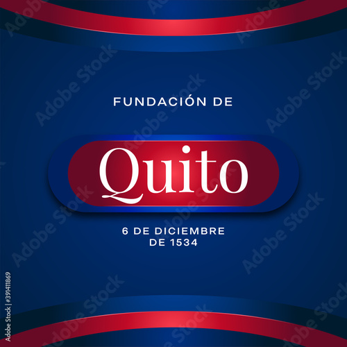 fundation de quito Greeting card social media post banner on dark blue background with blue and red flags