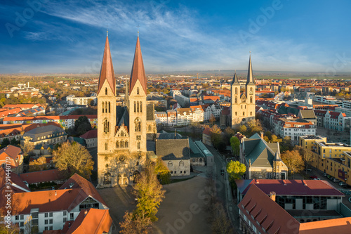 Old town of Halberstadt with its famous Gothic cathedral, Germany