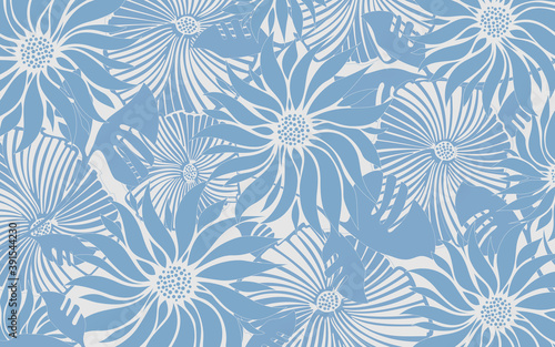 Blue Hawaii Flower Pattern. Hawaii flower pattern blue. Beautiful for backgrounds, skin, surface and others.
