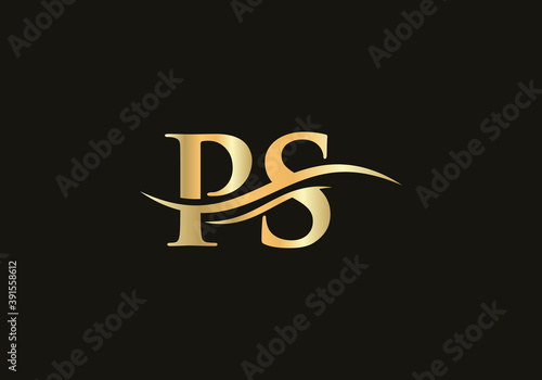 PS logo design. Creative and Minimalist Letter PS Logo Design with water wave concept.