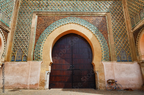 Bab Mansour Gate in Meknes (the gate finished in 1732). Meknes is one of the four Imperial cities of Morocco and the sixth largest city by population in the kingdom.