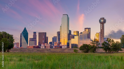 Dallas city downtown skyline cityscape of Texas USA