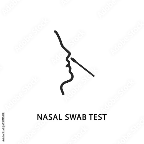 Nasal swab test flat line icon. Vector illustration medical test for coronavirus