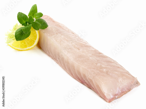 Pollack Loin - Raw Fish on white Background Isolated