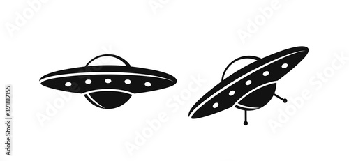 Flying saucer logo. Isolated flying saucer on white background