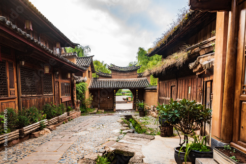 Early morning street in Shaxi Ancient Town, Jianchuan, Dali, Yunnan, China