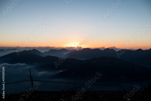 Sunrise on the top of the Chaberton mountain