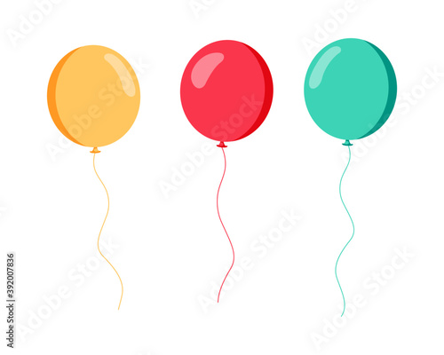 Vector flat balloon birthday icon illustration party design. Balloon cartoon bunch background. Vector eps 10