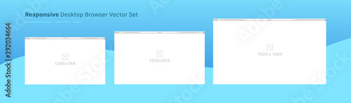 Responsive Desktop Browser Vector Layout Set. Interface Template Flat