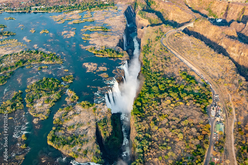 aereal view of victoria falls