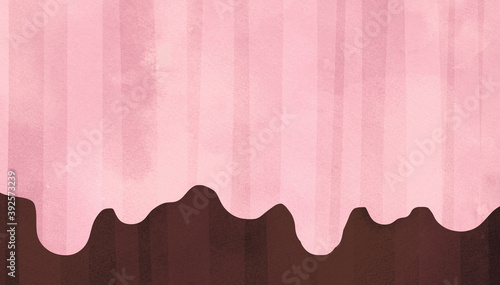 水彩 溶けるイチゴチョコレートの背景装飾イラスト バレンタインデー ホワイトデー