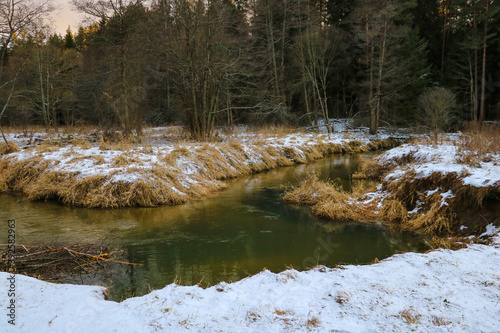 View of a small river in late autumn.