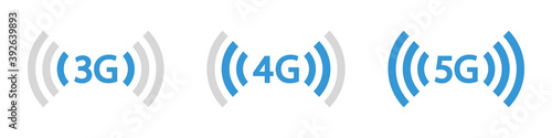 3G, 4G, 5G vector icon symbols mobile internet network. Connection Internet signal sign. Visualization signal quality. Vector illustration, eps10.