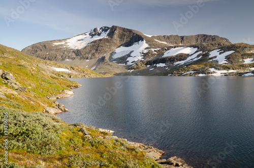 Jotunheimen mountains and lake summer landscape