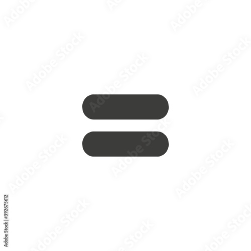 Black icon of equal on white background, equivalent vector